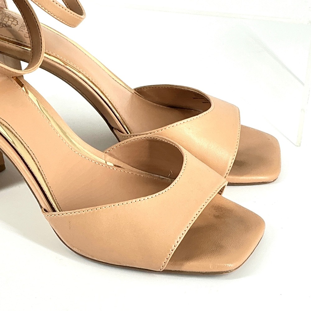 Vince Camuto Size 9.5 Leather Block Heel Ankle Strap Sandals Tan Natural‎ Haydin - Picture 2 of 12